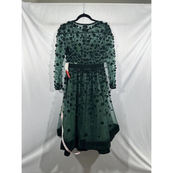 NWT Mac Duggal [ 6‎ ] Embellished Illusion Long Sleeve Fit Flare Dress  Emerald - Picture 12 of 14